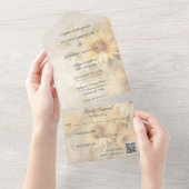 Rustikale weiche goldene Sonnenblumen QR-Code All In One Einladung (Abreißen)