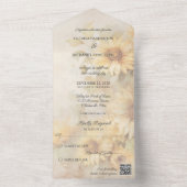 Rustikale weiche goldene Sonnenblumen QR-Code All In One Einladung (Innen Boden)