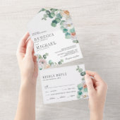 Rustikale weiche Rose Eukalyptus Foliage All In One Einladung (Abreißen)