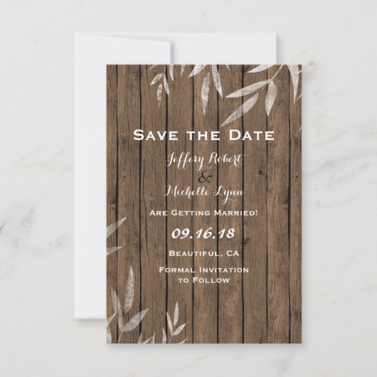 Rustikale Weide auf Holze Hochzeit Save The Date (Vorderseite)