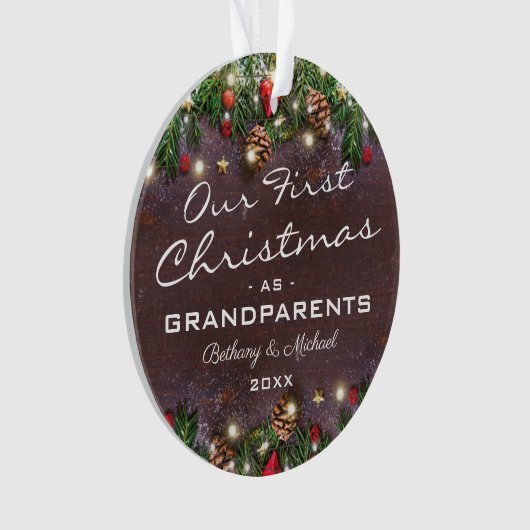 Rustikale Weihnachten als Großeltern Ornament (Vorderseite)