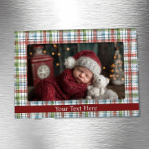 Rustikale Weihnachten Kariert Magnetic Foto Frame