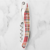 Rustikale Weihnachten Kariert Moderner Roter Karo Kellnermesser (Vorderseite)