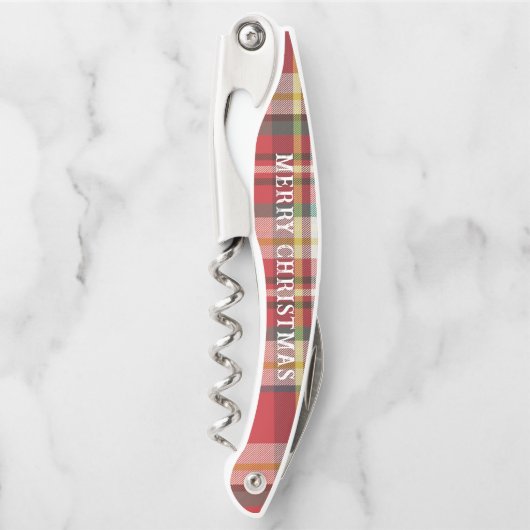 Rustikale Weihnachten Kariert Moderner Roter Karo Kellnermesser (Vorderseite)