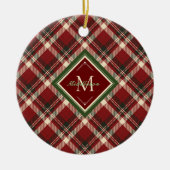 Rustikale Weihnachten Kariert Red Monogram Name Ho Keramik Ornament (Vorne)