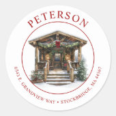 Rustikale Weihnachten Neue Zuhause-Rücksendeadress Runder Aufkleber (Vorderseite)