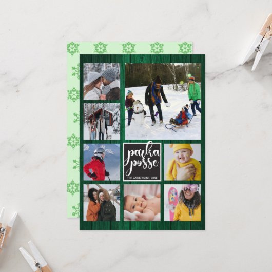 Rustikale Weihnachten 🎄 Parka Posse Barn Wood Car Karte (Vorderseite/Rückseite Beispiel)