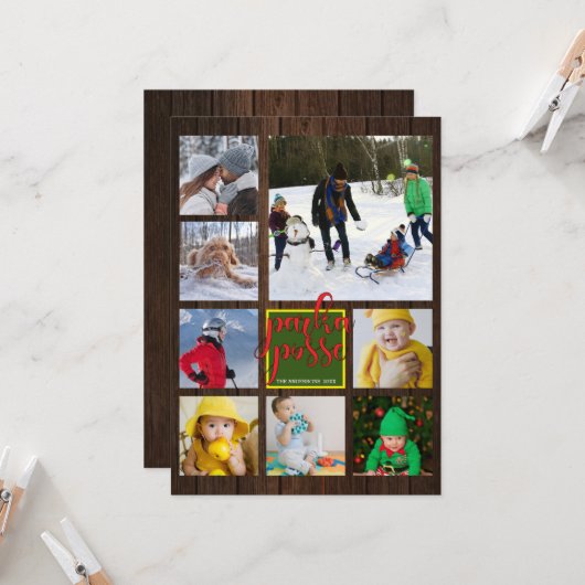 Rustikale Weihnachten 🎄 Parka Posse Barn Wood Car Karte (Vorderseite/Rückseite Beispiel)