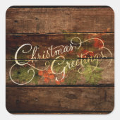 Rustikale Weihnachten Quadratischer Aufkleber (Vorderseite)