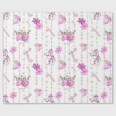Rustikale Weihnachten Rosa Schneemänner und Schnee Geschenkpapier (Flach)