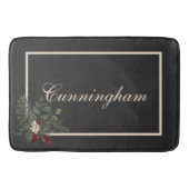 Rustikale Weihnachten Schwarz und Creme Name Pine Badematte (Vorderseite)