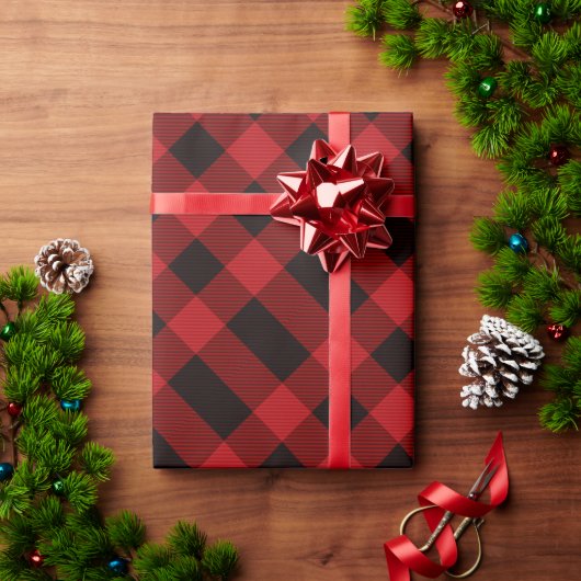 Rustikale Weihnachten Urlaub Lumberjack Red Buffal Geschenkpapier (Feiertagsgeschenk)