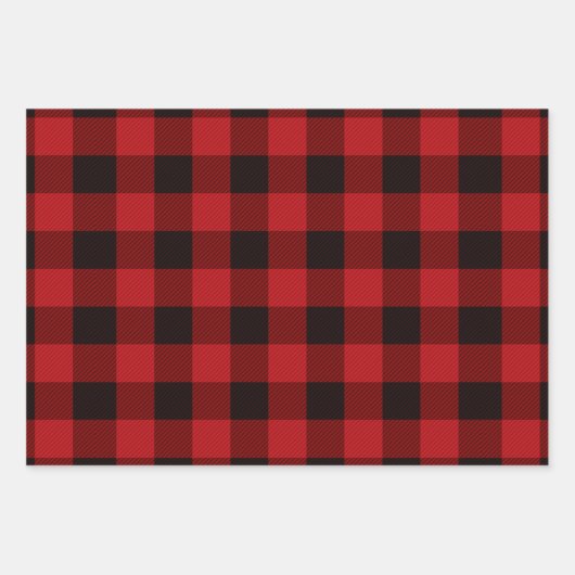 Rustikale Weihnachten Urlaub Lumberjack Red Buffal Geschenkpapier Set (Vorderseite 2)