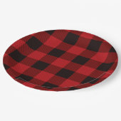 Rustikale Weihnachten Urlaub Lumberjack Red Buffal Pappteller (Schrägansicht)