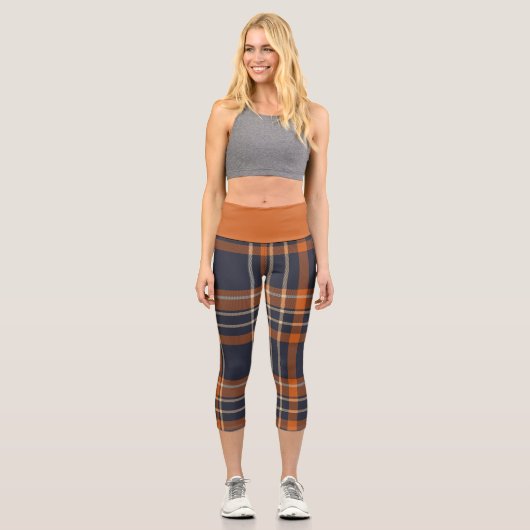 Rustikale Weihnachten/Winter kariert Capri Legging (Vorderseite)