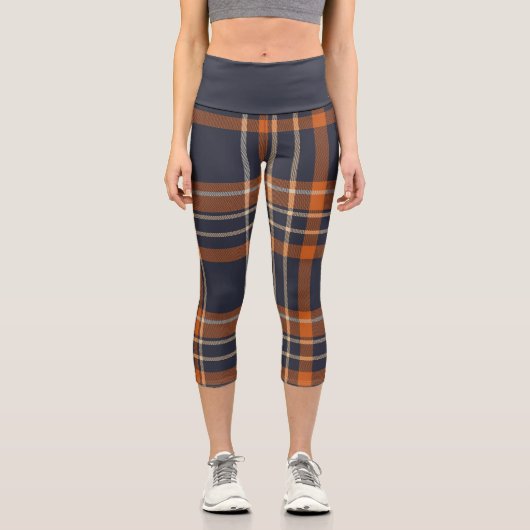 Rustikale Weihnachten/Winter kariert Capri Leggings (Vorderseite)