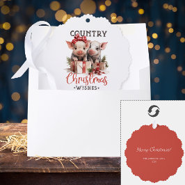 Rustikale Weihnachten wünscht Niedliches Schwein Ornament Karte