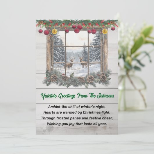 Rustikale Weihnachten Yuletide Gruß (Stehend Vorderseite)