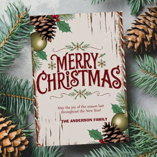 Rustikale Weihnachts-Blumenkarte Einladung