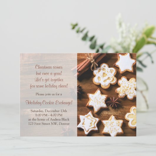 Rustikale Weihnachts-Cookie-Swap-Feier Einladung (Stehend Vorderseite)