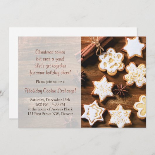 Rustikale Weihnachts-Cookie-Swap-Feier Einladung (Vorne/Hinten)