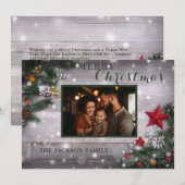 Rustikale Weihnachts-Fotokarte Einladung (Vorne/Hinten)