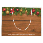 Rustikale Weihnachts-Geschenktasche – Anpassbare F Große Geschenktüte (Rückseite)