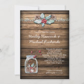 Rustikale Weihnachts Holly Blätter Berries Mason J Einladung (Vorderseite)