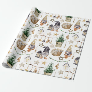 Rustikale Weihnachts-Land-Gnome, Dekorationen  Geschenkpapier
