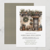 Rustikale Weihnachts-Open-House-Hütte Einladung (Vorne/Hinten)