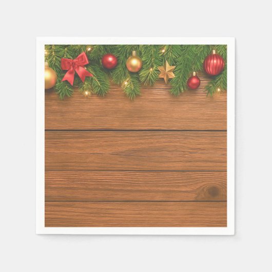 Rustikale Weihnachts-Papier-Servietten – Festliche Serviette (Vorderseite)
