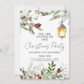 Rustikale Weihnachts-Party Einladung Wasserfarbe G (Vorderseite)