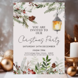 Rustikale Weihnachts-Party Einladung Wasserfarbe G