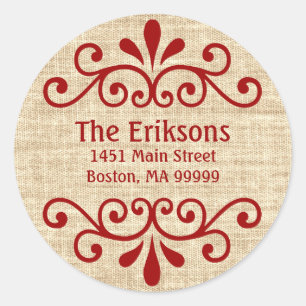 Rustikale Weihnachts-Personalisiert-Adressetikette Runder Aufkleber
