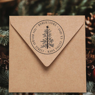 Rustikale Weihnachts-Pine-Tannen-Rücksendeadresse Permastempel