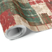 Rustikale Weihnachts-Plaid-Patchwork-Weihnachten Geschenkpapier (Rolleneckpunkt)