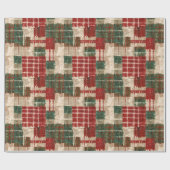 Rustikale Weihnachts-Plaid-Patchwork-Weihnachten Geschenkpapier (Flach)