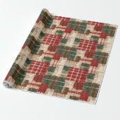 Rustikale Weihnachts-Plaid-Patchwork-Weihnachten Geschenkpapier (Ungerollt)