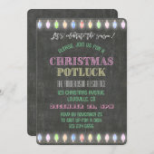 Rustikale Weihnachts Potluck Chalkboard String Lig Einladung (Vorne/Hinten)