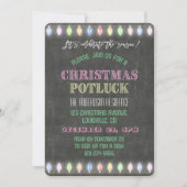 Rustikale Weihnachts Potluck Chalkboard String Lig Einladung (Vorderseite)
