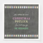 Rustikale Weihnachts Potluck Chalkboard String Lig Serviette (Vorderseite)
