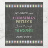 Rustikale Weihnachts Potluck Chalkboard String Lig Weinetikett (Einzelnes Label)