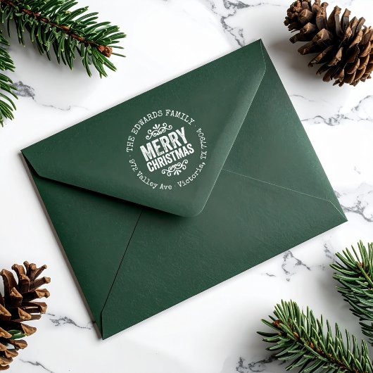 Rustikale Weihnachts-Rücksendeadresse Gummistempel