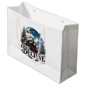 Rustikale Weihnachts-Vintage-Geschenktüten-Design Große Geschenktüte (Vorderseite Schrägansicht)