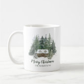 Rustikale Weihnachts-Waldhütte Kaffeetasse (Links)