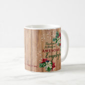 Rustikale Weihnachtsarbeiterbewertung floral Kaffeetasse (VorderseiteRechts)