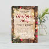 Rustikale Weihnachtsatmosphäre Lights Feier Einladung (Stehend Vorderseite)