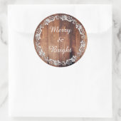 Rustikale Weihnachtsaufkleber "Merry & Bright" Runder Aufkleber (Tasche)