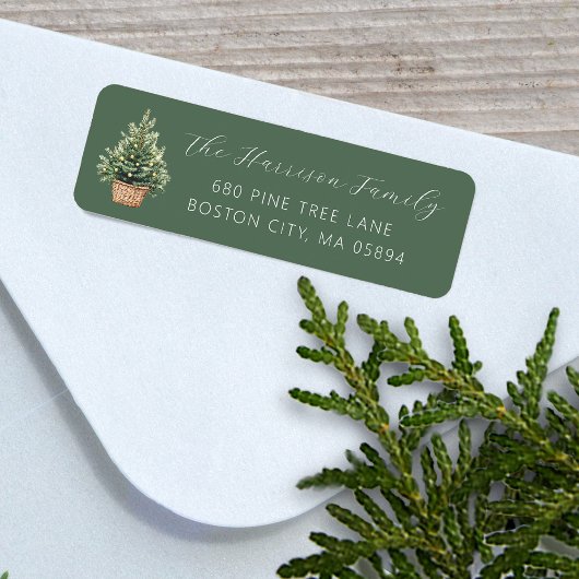 Rustikale Weihnachtsbaum-Adresse im Korb