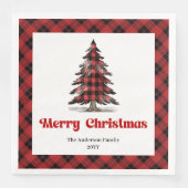 Rustikale Weihnachtsbaum-Buffalo-Serviette persona Serviette (Vorderseite)